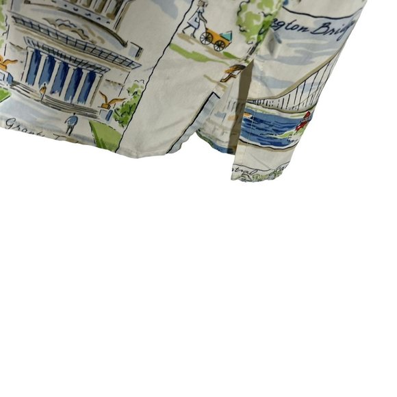 New York City Tourist Attractions Print Short Sleeve Button Up Top Large - Picture 3 of 5